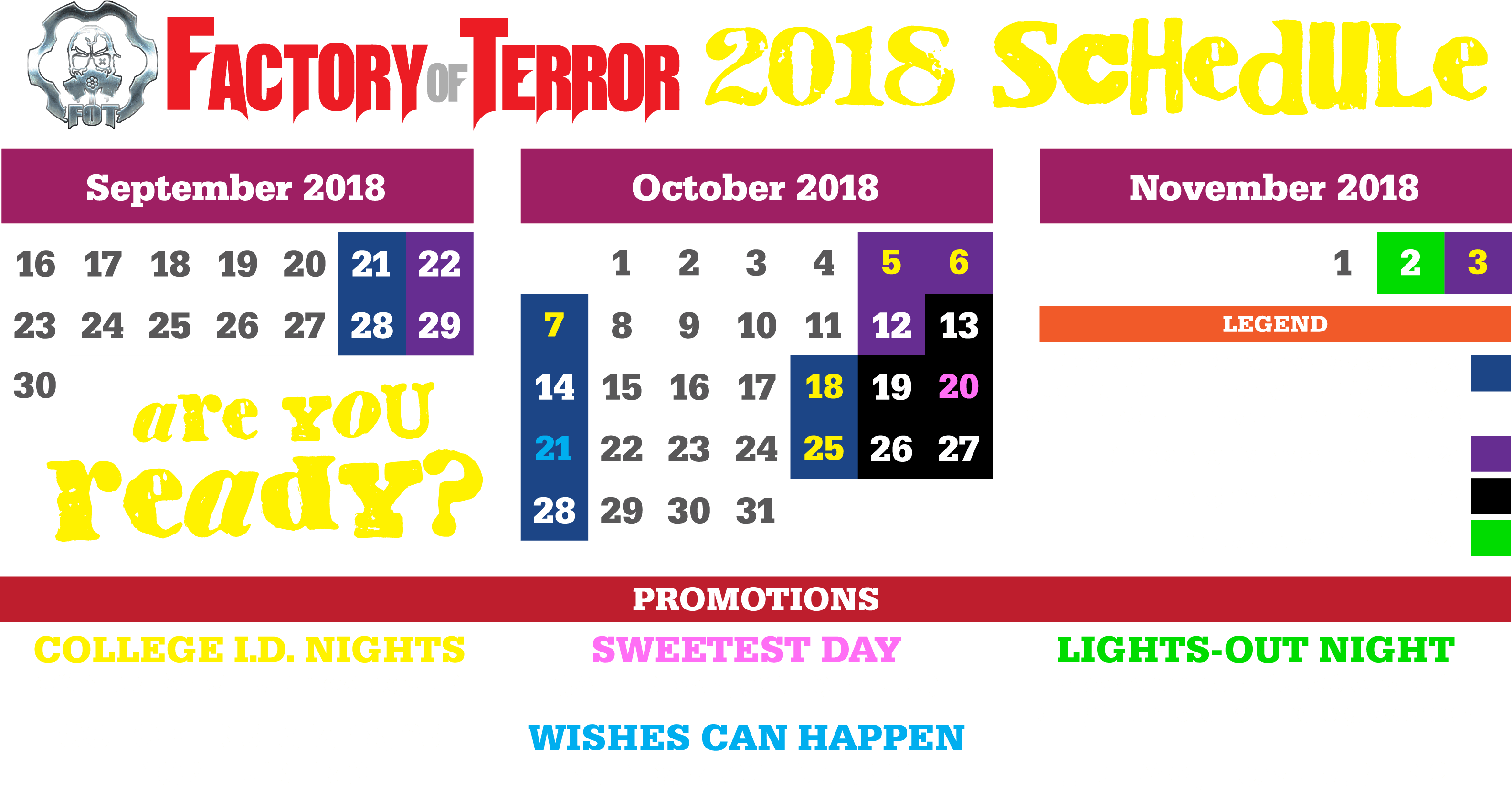 Tickets prices, Discounts, Specials, Calendar Dates & Times